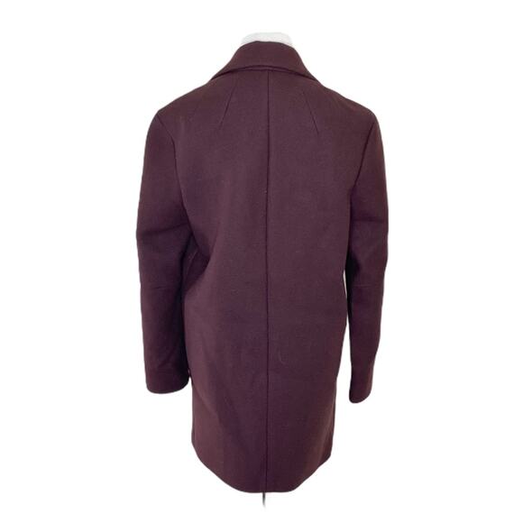 Theory Cafe Nest Virgin Wool Blend Double Breasted Coat Jacket Burgundy Size P/S - Picture 3 of 8